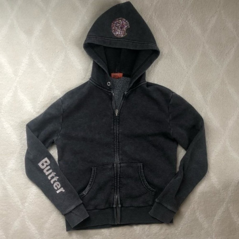 Girls Butter grey jacket with donuts emojis Size Large